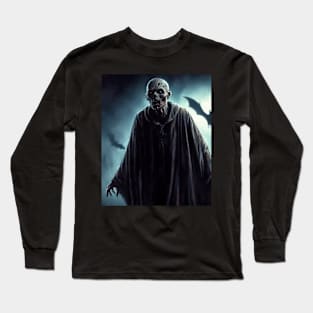 Zombie with Hollow Eyes on Halloween Night Long Sleeve T-Shirt